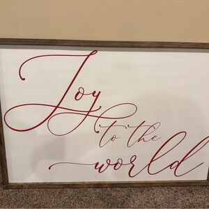 Festive Red and White 'Joy to the World' Wall Art